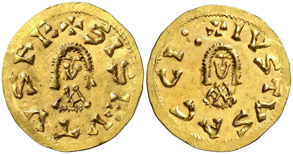 Visigoths. Sisebut (612-621). Acci (= Guadix). Triens. From Aureo & Calico auction sale 271 (2015), 2242 Visigoths. Sisebut (612-621). Acci (= Guadix). Triens. From Aureo & Calico auction sale 271 (2015), 2242