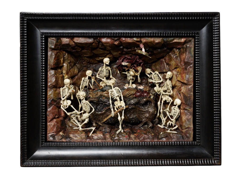Daniel Neuberger (1621–1680), Der Tod Kaiser Ferdinands III. als Sinnbild der Vergänglichkeit. Wien, um 1660. Wachs, Blei, Holz, Glas, Muschel, Trockenblumen, Pergament. Kaiserliche Schatzkammer Wien © KHM-Museumsverband. Daniel Neuberger (1621–1680), Der Tod Kaiser Ferdinands III. als Sinnbild der Vergänglichkeit. Wien, um 1660. Wachs, Blei, Holz, Glas, Muschel, Trockenblumen, Pergament. Kaiserliche Schatzkammer Wien © KHM-Museumsverband.