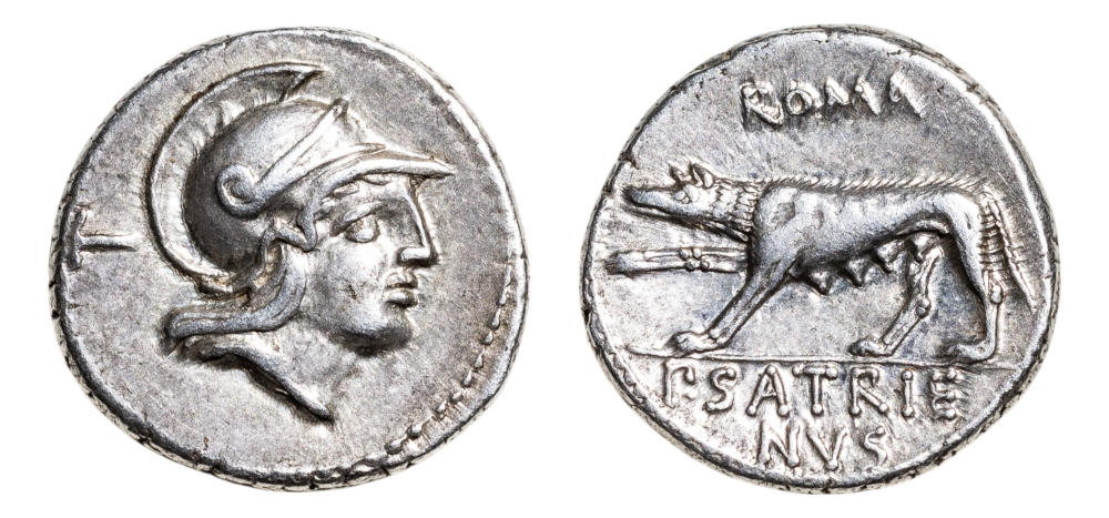 Los 44: Die Römische Republik, Publius Satrienus. AR-Denarius. Geprägt 77 v. Chr. Ein prächtiges Exemplar. Perfekt geprägt und zentriert. Vorzüglich. Startpreis: 250 CHF. Los 44: Die Römische Republik, Publius Satrienus. AR-Denarius. Geprägt 77 v. Chr. Ein prächtiges Exemplar. Perfekt geprägt und zentriert. Vorzüglich. Startpreis: 250 CHF.