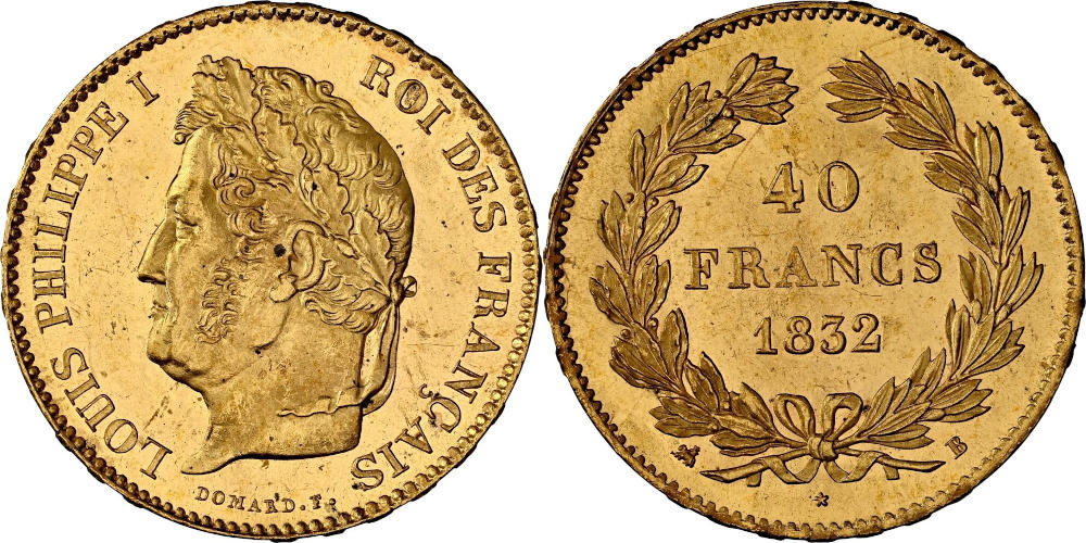 Frankreich. Louis-Philippe. 40 Franken, Rouen, 1832. LECOINCOLLECTION. Verkaufspreis: 20.000 EUR.