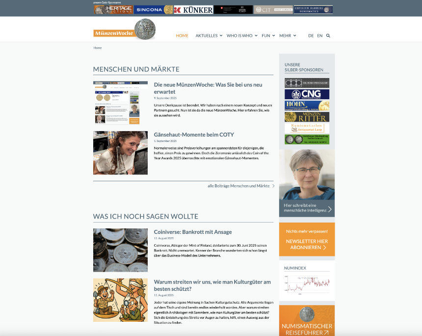 Homepage MünzenWoche