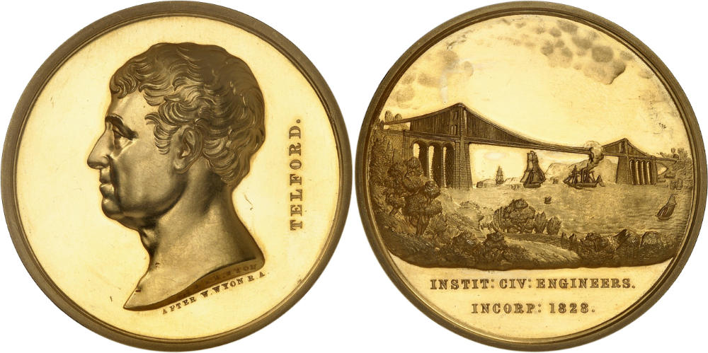 Goldene Preismedaille der Institution of Civil Engineers, gestiftet 1828, verliehen 1925 an Eric Launcelot Everett. Äußerst selten. Fast Stempelglanz. Taxe: 25.000 Euro. Aus Auktion Heidelberger Münzhandlung 91 (11. und 12. November 2025), Nr. 296