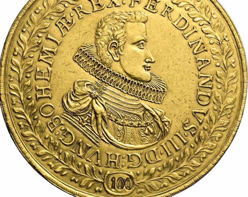 Ferdinand III. 100 Dukaten 1629, Prag. NGC AU58. Viertes bekanntes Exemplar. Aus Traveller Collection, Auktion NAC 162 (6. November 2025), Nr. 1008. Zuschlag: 1,9 Mio. CHF.
