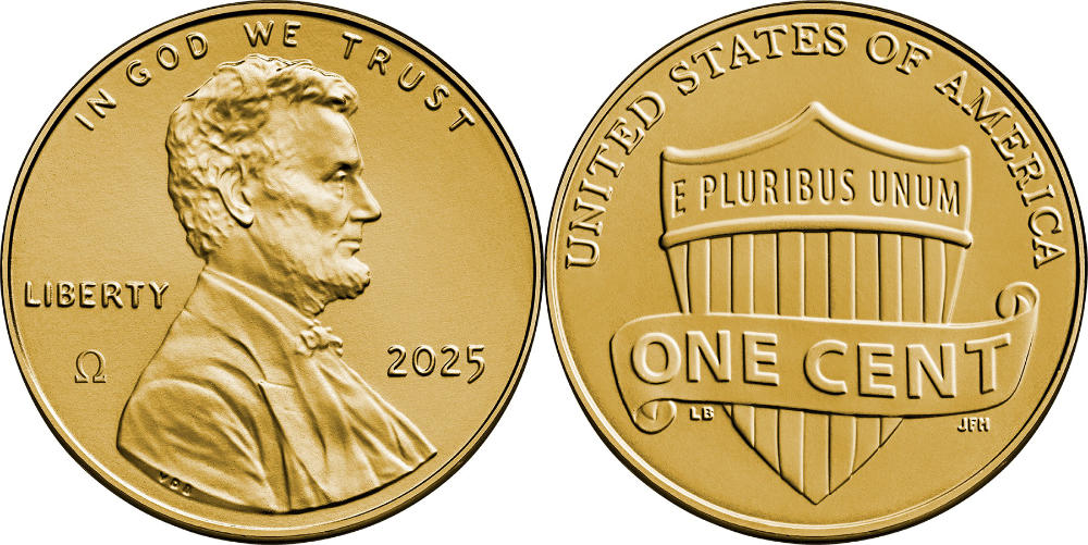 Der goldene Omega-Penny. Foto: US Mint