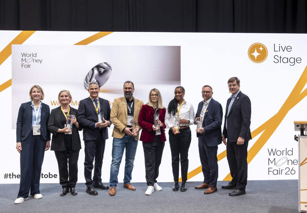 Alle Sieger auf dem Podest der World Money Fair 2026. Foto © World Money Fair / Constanze Tillmann