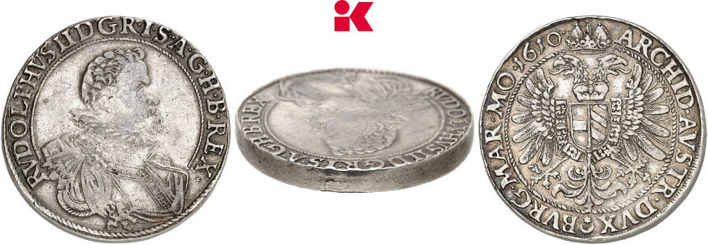 Habsburger Reich. Dicker doppelter Reichstaler 1610, Prag. Äußerst selten. Sehr schön. Aus Auktion Künker 437 (28. Januar 2026), Nr. 352. Taxe: 7.500 Euro. Zuschlag: 95.000 Euro
