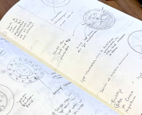 Ein Blick ins Skizzenbuch von Münzdesignerin Fabia Lyrenmann. Foto: Swissmint