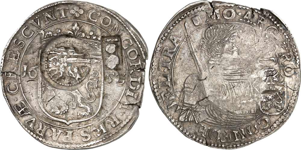 Russland. Alexius Michailowitsch, 1645-1676. Jefimok 1655, überprägt auf einem Taler aus Utrecht von 1653. Sehr selten. Sehr schön. Taxe: 2.200 Euro. Aus Auktion Heidelberger Münzhandlung 92 (12./13. Mai 2026), Nr. 322. Foto: Lübke & Wiedemann