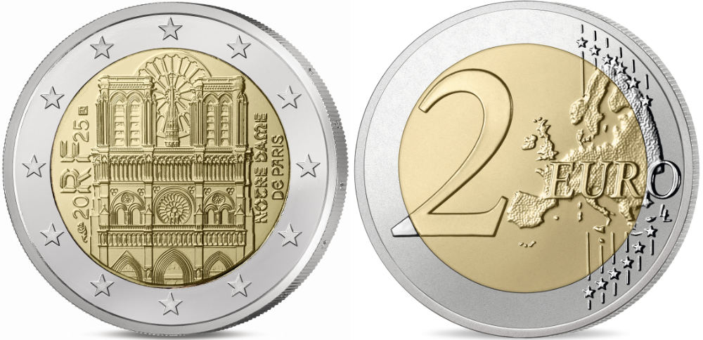Frankreich. 2 Euro, unedles Metall. Notre Dame. Monnaie de Paris