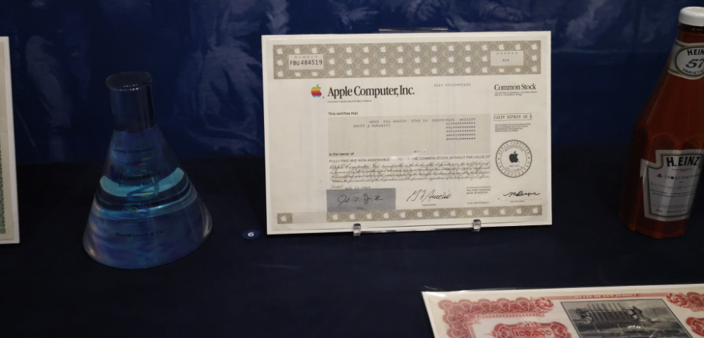 Eine frühe Apple Aktie: Ein Objekt der Ausstellung