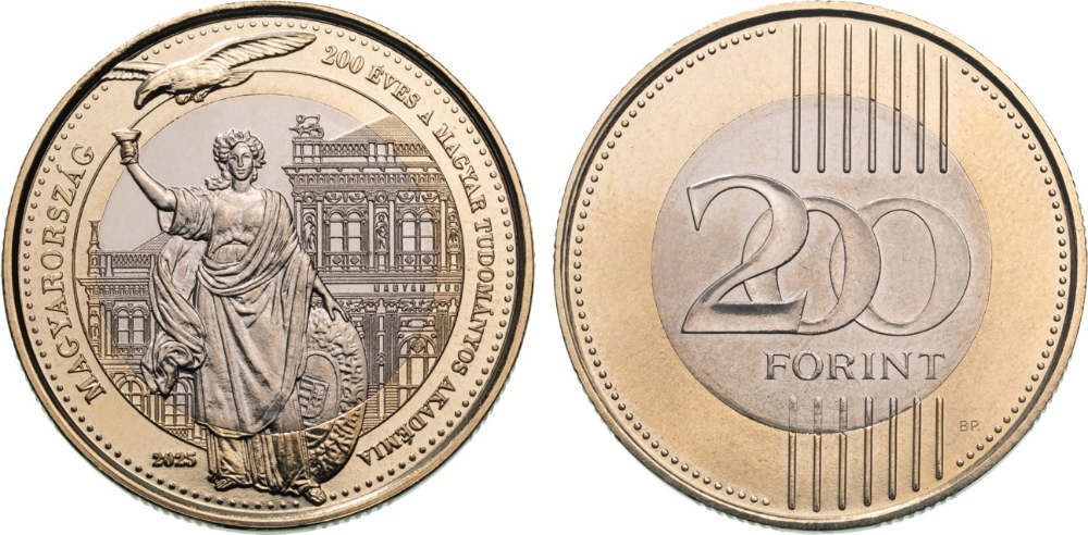 Ungarn. 200 Forint., Unedles Bimetall. Ungarische Akademie der Wissenschaften. Hungarian Mint