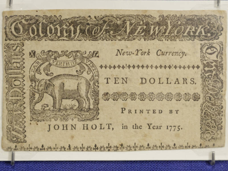 Frühes Papiergeld von 1775, herausgegeben auf dem Gebiet der heutigen USA. Foto: MoAF