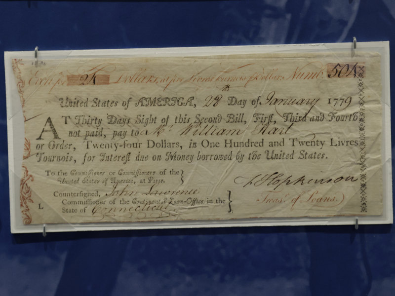 Frühes Papiergeld von 1779 der USA. Foto: MoAF