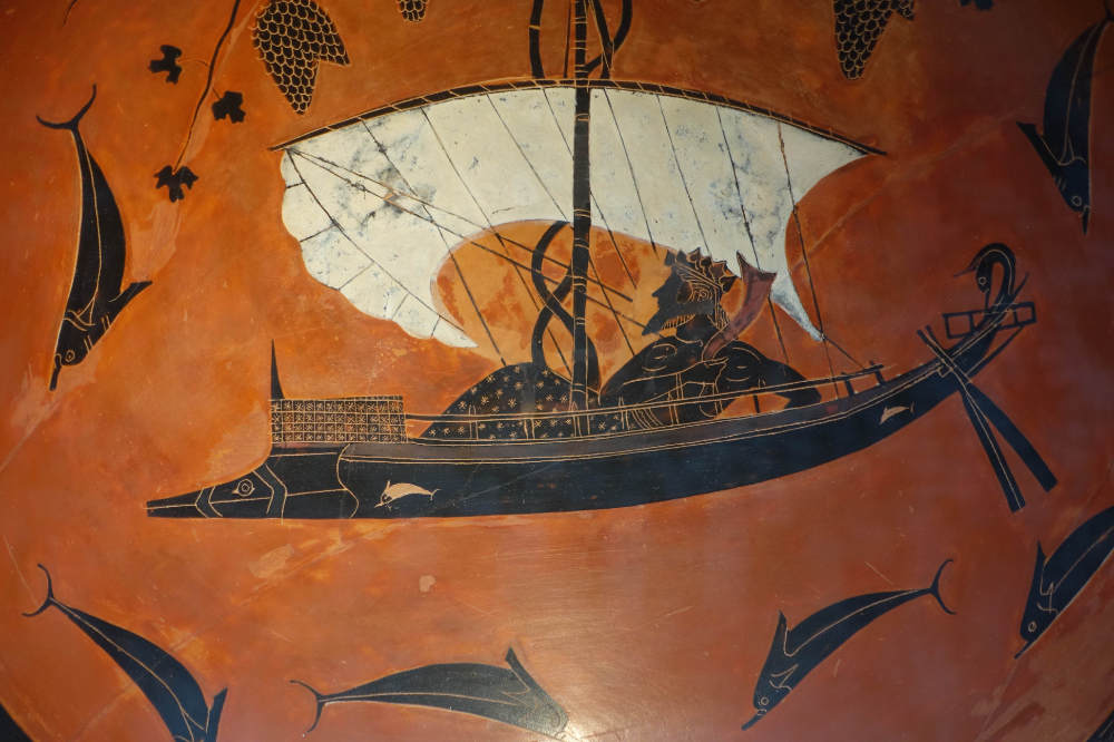 Detail der Dionysos-Schale, eines Werks des Exekias um 550-530 v. Chr. Antikensammlung München. Foto: KW.
