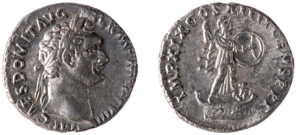 Denar des Domitian. Foto: Marcel Zanjani / LVR-Amt für Bodendenkmalpflege im Rheinland.